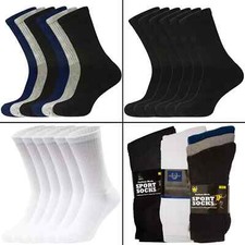 12Pairs Mens Sports Socks Cotton Rich Cushioned Everyday Crew Socks UK Size 6-13