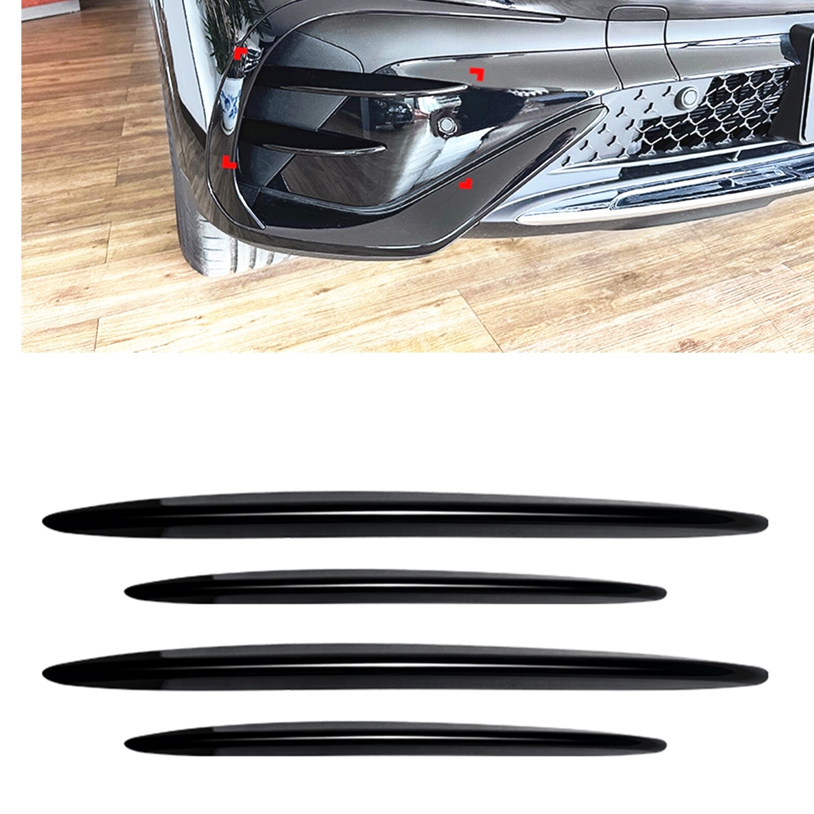Black Car Front Side Vent Molding Trim Kit For Benz GLC X254 2023-UP GLC260 AMG