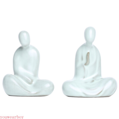 Chinese Ru Kiln Wise Monk Tea Pet Figurine Tea Ceremony Buddhist Zen Table Decor
