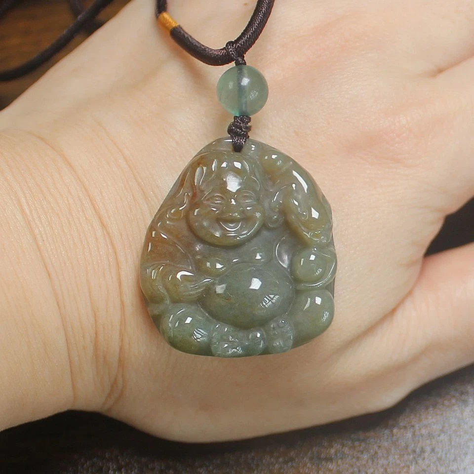 Indian agate laught buddha Necklace pendant bead with rope chain - Изображение 4 из 4