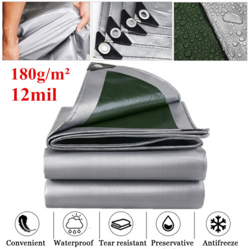 Heavy Duty Tarp Waterproof UV Resistant Tarpaulin Canopy Tent Boat Cover Canopy - Picture 16 of 17