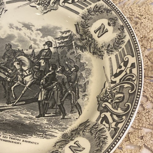 Antique Boch Freres La Louviere Black Transfer Plate Horseback Belgium 8” - Picture 4 of 9