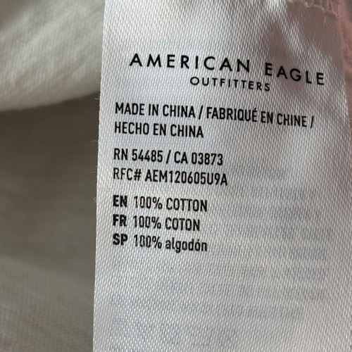 American Eagle Puff Sleeve Button-up Tee Cotton White Size Medium NWT - Picture 7 of 7