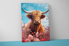Highland Cow Wall Art - Farmhouse Wall Art - Cow Canvas - Highland Cattle V95