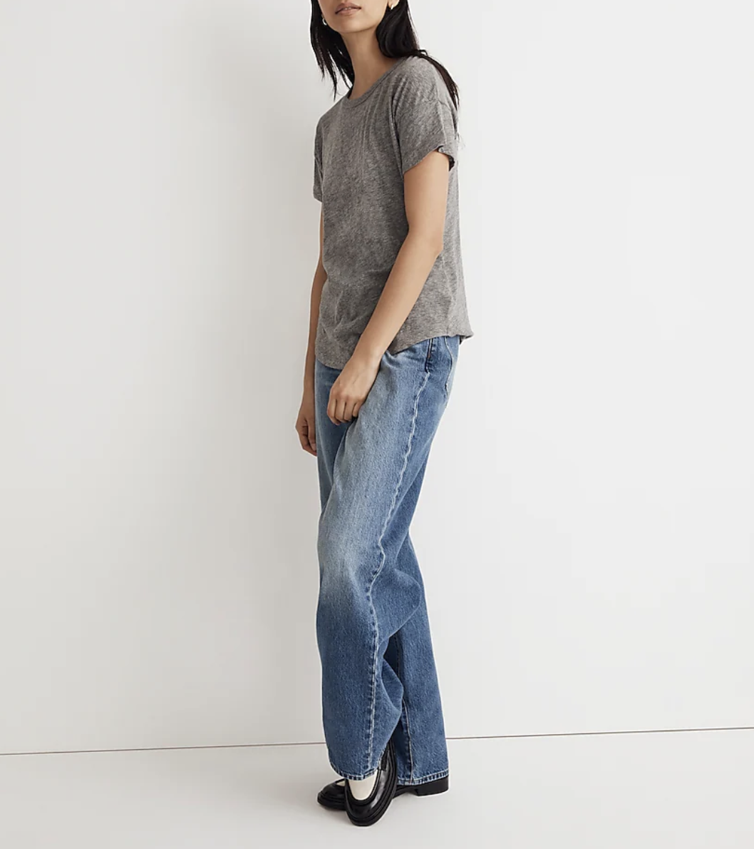 メイドウェル Madewell ウィスパー Cotton Rib-Crewneck Tee レディース シャツ トップス Heather Iron Women's Madewell Whisper Cotton Rib-Crewneck Tee | Zappos.com