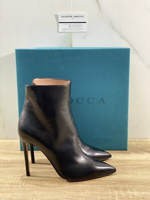 A. Bocca Stiefelette Frauen Leder Schwarz AB2074 Mit Absatz Luxury Frau 40