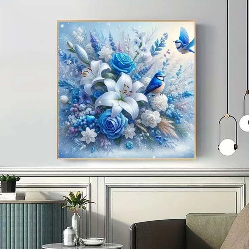 ZHUDENGXJL 5D Diamond Painting Kits für Erwachsene, Blue Bird Flower Diamond DZ785 - Bild 2 von 5