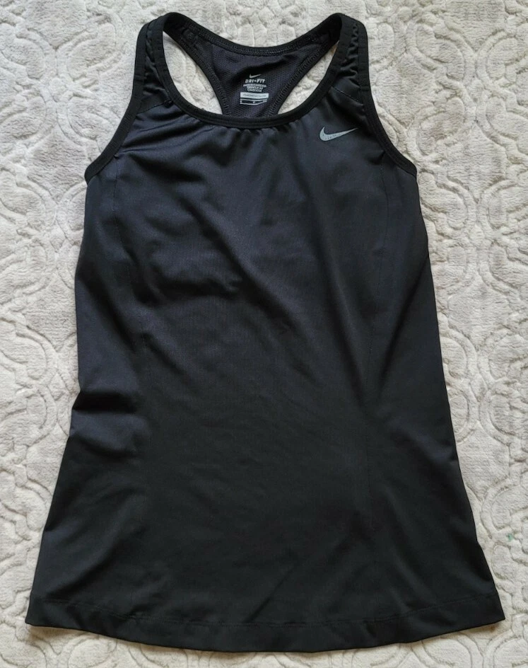 Women's Nike dri fit built-in bra tank top Small Black Racerback