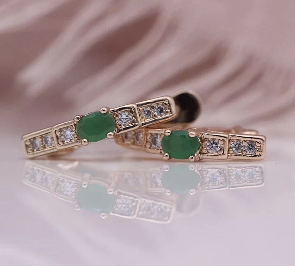 Ohrringe Rosegold mit Grün Natürliche Zirkonia Ohrschmuck Ohrstecker für Damen - Bild 2 von 4