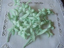 Vintage Millinery lot of 2 branches Flowers  leaves lime green color deco.