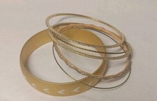 Gold Tone With Silver Sparkle Bangle Bracelets