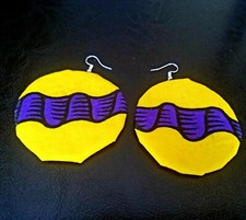 African Print Ankara Kente Prints Hook Earrings - 2.5" inch 50mm .