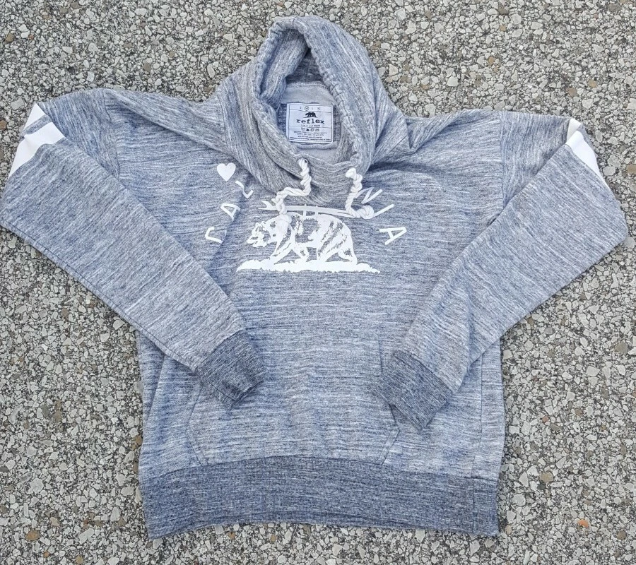 Reflex California Bear Sweatshirt Gray w/Neck Warmer Size M Medium - Image 4 of 4