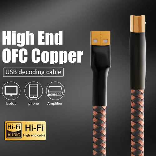 Hifi Audio USB Kabel Dekodierung 4N OFC Kupfer Typ A bis Typ B vergoldeter Stecker - Bild 5 von 23