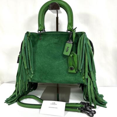 COACH Rogue 25 With Fringe Cervo Suede Kelly Green/Black COACH Rogue 25 With Fringe Cervo Suede Kelly Green/Black