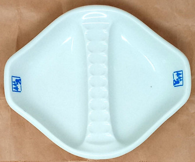 Porsgrund Norway White Ceramic Ashtray 64 PP Anchor logo 8'' x 6 3/4'' x 1 3/4''