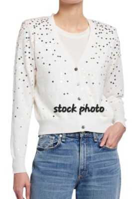 Cinq à Sept 5 à 7 Cotton Wool Sequin Nancy Short Cardigan Sweater M