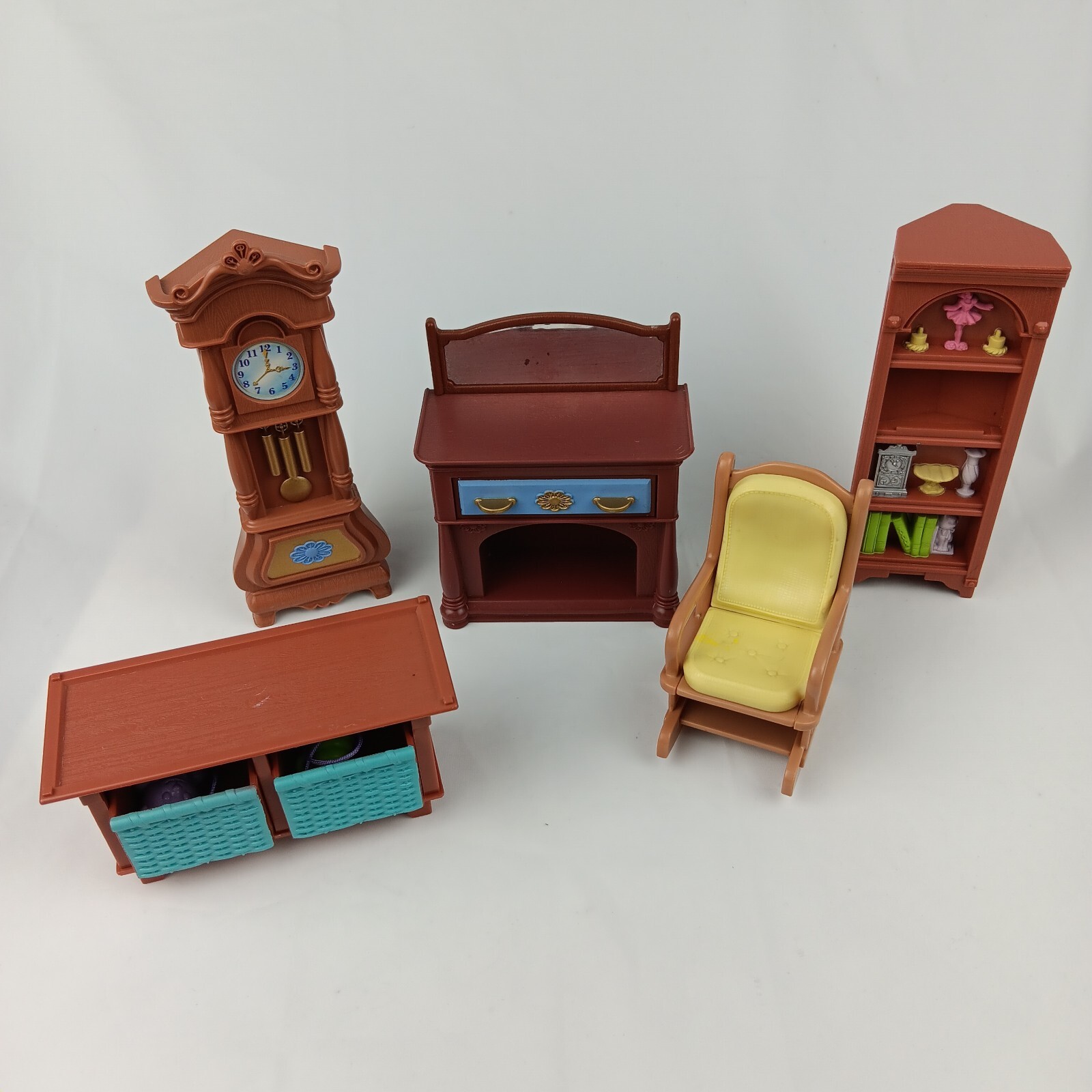 Fisher Price Loving Family Sala de estar Chimenea Abuelo Reloj Estante Silla
