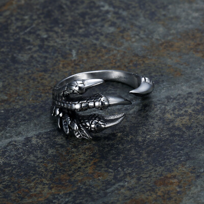 Stainless Steel Dragon Claw Ring Open Ring Couple Ring Personality Vintage 