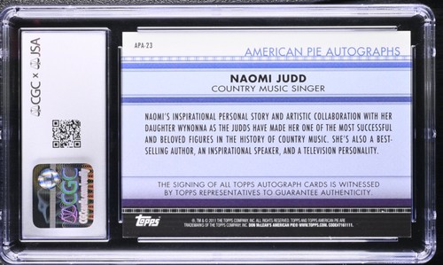 Naomi Judd Signed 2011 Topps American Pie Auto Card #23 CGC 9 JSA 10 Auto - Picture 2 of 2