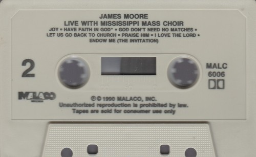 JAMES MOORE CASSETTE TAPE: "LIVE WITH THE MISSISSIPPI MASS CHOIR" 1990 - Imagen 3 de 5