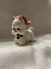 Vintage Westie Terrier Dog Figurine Santa Christmas Puppy Lefton Japan X-H7069