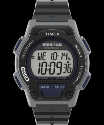 Timex Mens Ironman 30 Shock 42mm Watch Indiglo Chrono Day-Date/Month 2 Time Zone