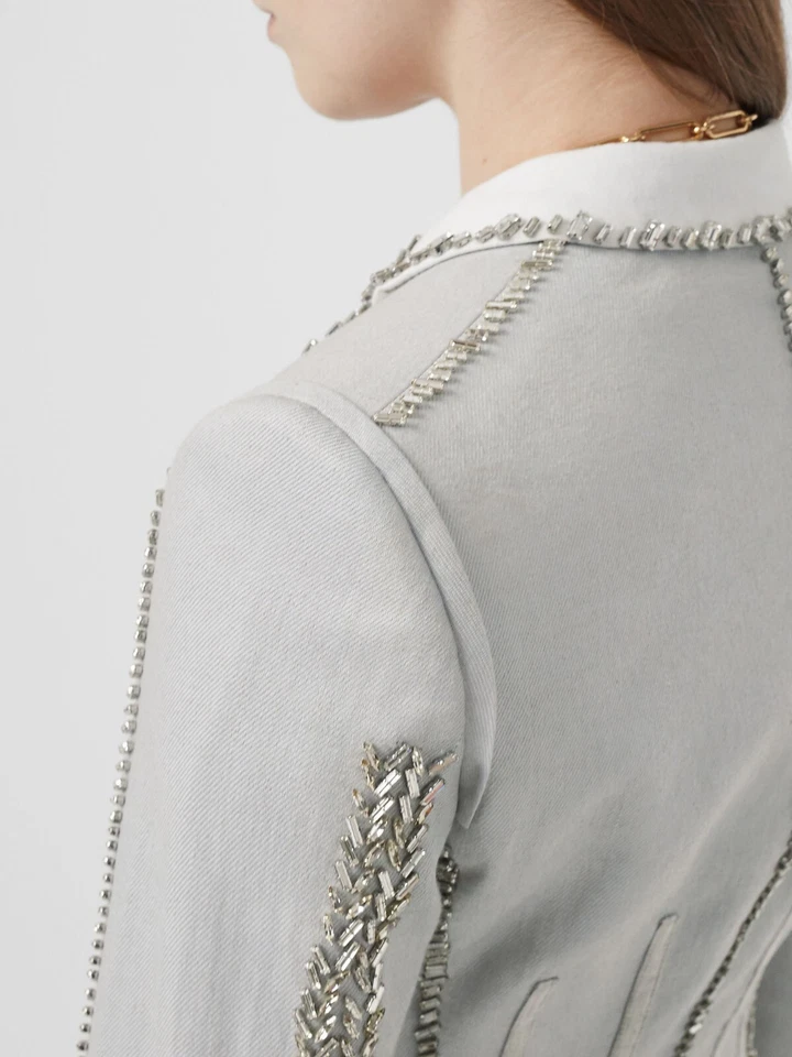 Burberry - SS20 Runway Blazer - Blue Grey Crystal Embroidery XS 6UK 4US -New&Tag - Image 4 of 4