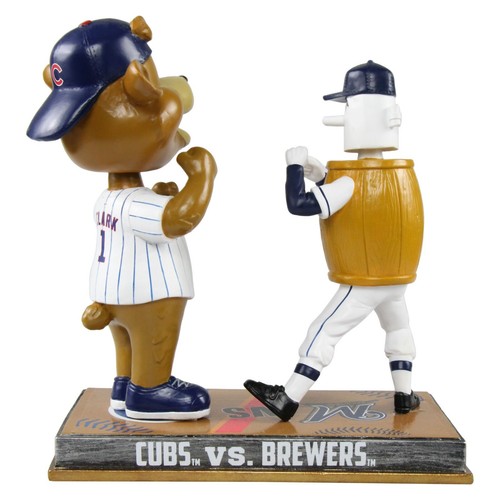 Milwaukee Brewers Chicago Cubs Barrelman Clark Mascota I-94 Rivalidad Bobblehead - Imagen 2 de 3