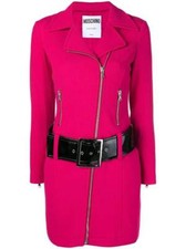 Moschino Long Belted Biker Jacket