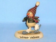 Blossom Bucket SUZI Skoglund - WINTER WELCOME - Snowman Ice Skater 2009 Retired