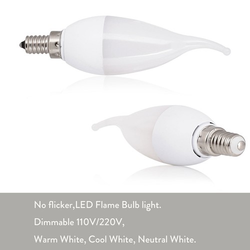 3W LED Bulb Flame Candle Light Dimmable E12 E26 E27 E14 B22 B15 Chandelier Lamp - Picture 3 of 12