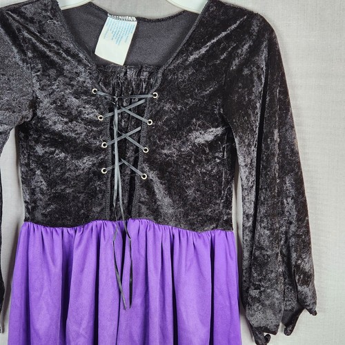 Fun World Girls Witch Costume Size 8-10 M Black Velvet Dress Vampire Halloween - Picture 2 of 6