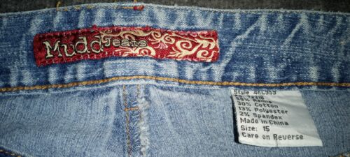 Mudd Jeans Vintage Y2K 90's Flare Womens Sz 15 Denim Blue Sandblast EUC - Picture 3 of 8