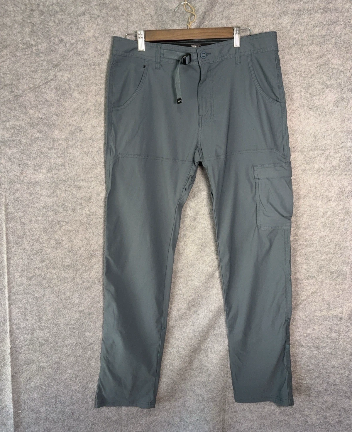 PrAna Zion Slim Fit Pants Mens 34x32 Blue Gray Roll Up Hem Water Repellant