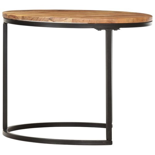 2-Piece Solid Acacia Wood Nesting Tables, Elegant & Space Saving - Picture 3 of 9