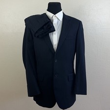 Jos A. Bank Navy Blue Pinstripe 39R 100 Wool Men's 2-Piece Suit 093