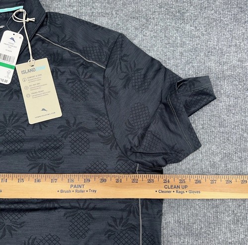 Tommy Bahama Polo Shirt Mens L Black Pineapple Palm Coast IslandZone Performance - Picture 4 of 5
