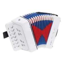 Accordion 10 Key Button Accordion Mini Musical Instrument Gifts White