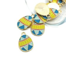 Colorful Retro Easter Egg Charms, 22x14mm - US Seller