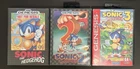 Sonic The Hedgehog (Sega Genesis) 1 2 & 3  Case w/ Cartridges & 1 Manual Tested