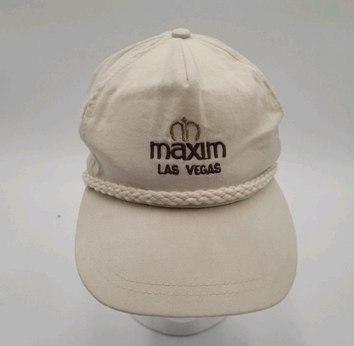Vintage Maxim Hotel Las Vegas Hat White Adjustable Strap Rope One Size W Flaws - Picture 1 of 14