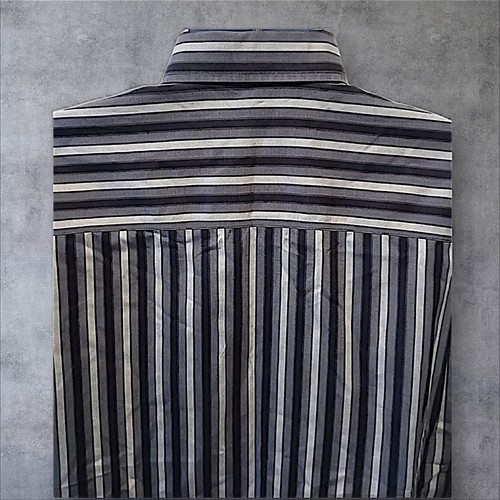 Forsyth Of Canada Sz L Button Down Dress Shirt, Black/White/Gray Striped. NS-25 - Picture 4 of 8