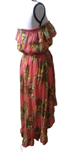 Strapless Maxi Tube Dress 2X 18-20 Hi-Low Tiered Tropical Floral Cottage Core - Picture 9 of 16