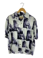 WACKO MARIA BOB MARLEY S S Hawaiian Shirt Short Sleeve Shirt M Rayon BLU All Ove