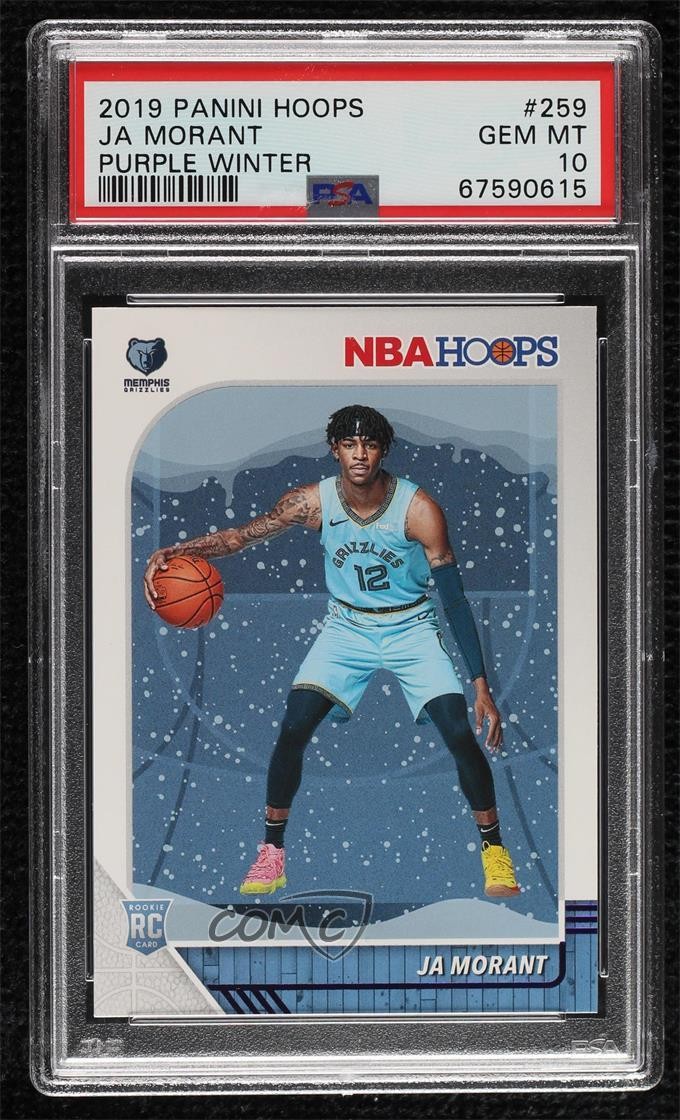 2019-20 Panini NBA Hoops Purple Winter Ja Morant #259 PSA 10 GEM MT uk2