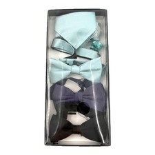 Bradley Occasion Kit Men  s Formal Bow Tie Set Aqua Black Purple Boxed NWT