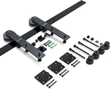 CCJH Bifold Sliding Barn Door Hardware Kit Folding Roller 0.9M Track for 2 Doors