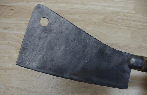 Vntg Foster Bros. Meat Cleaver,2 Rivet Full Tang,1lb.7.2oz.,14",7-7/8" Edge,EXC! - Picture 2 of 11