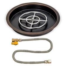 AFG Match Light Fire Pit Kit w/ Bronze Round Bowl Pan, 19 Inch, NG (NG)